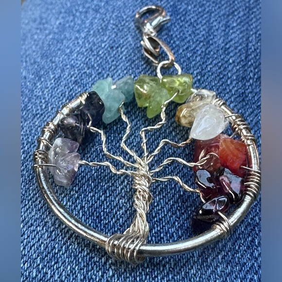 Tree of life Silver color and semi precious stones. Wire jewelry or decor - Picture 2 of 7